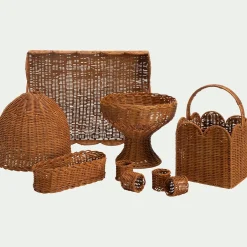 Vaisselle Petit Déjeuner|Plat De Service Et Saladier*alinea Coupe à fruits en rotin D26cm - Marron