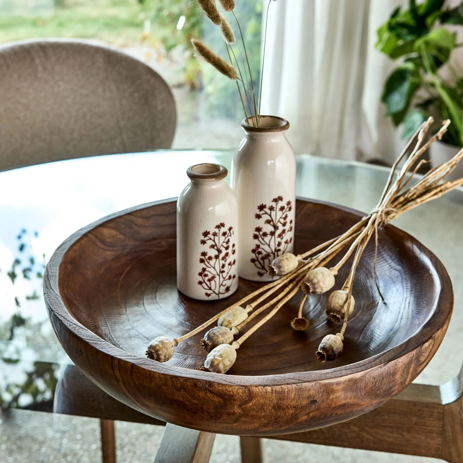 Décoration À Poser*alinea Coupe décorative en bois de paulownia D45cm - bois foncé Naturel