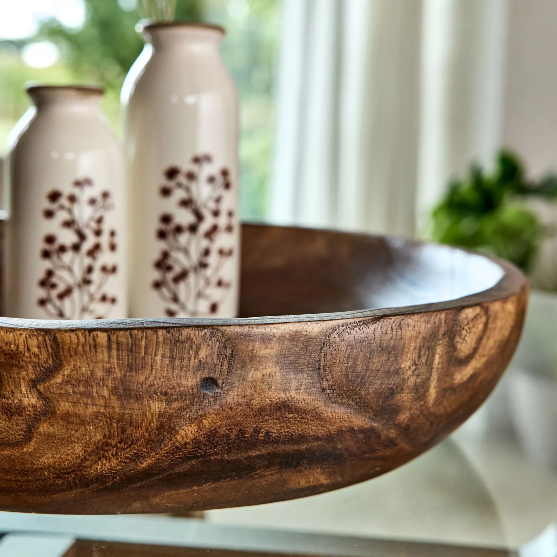 Décoration À Poser*alinea Coupe décorative en bois de paulownia D45cm - bois foncé Naturel