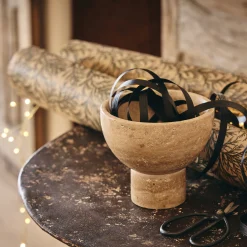 Décoration À Poser*alinea Coupe décorative en travertin D13,6xH11,5cm - Naturel