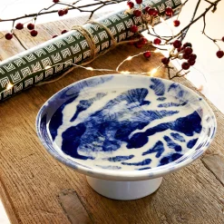 Décoration À Poser*alinea Coupe décorative sur pied en grès D16,5cm - Bleu