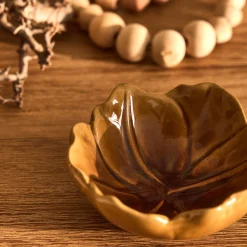 Décoration À Poser*alinea Coupelle décorative forme fleur en céramique D9,3cm - Marron