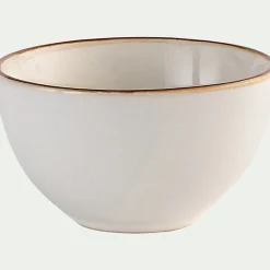 Coupelle|Vaisselle Petit Déjeuner*alinea Coupelle en grès avec liseré marron D9cm - Blanc