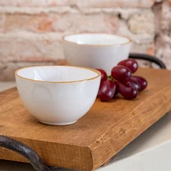 Coupelle|Vaisselle Petit Déjeuner*alinea Coupelle en grès avec liseré marron D9cm - Blanc