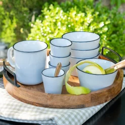 Vaisselle Petit Déjeuner|Coupelle*alinea Coupelle en grès avec liseré noir D13cm - Blanc