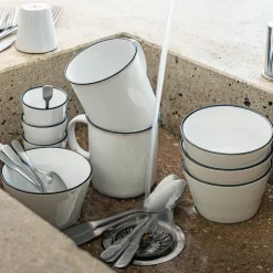 Vaisselle Petit Déjeuner|Coupelle*alinea Coupelle en grès avec liseré noir D13cm - Blanc