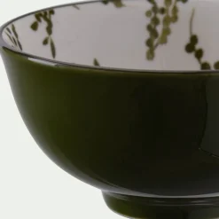 Vaisselle Petit Déjeuner|Coupelle*alinea Coupelle motif végétal en porcelaine D11,7cm - vert