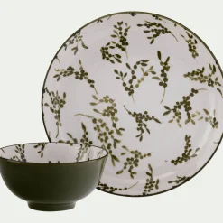 Vaisselle Petit Déjeuner|Coupelle*alinea Coupelle motif végétal en porcelaine D11,7cm - vert