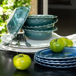 Vaisselle Petit Déjeuner|Bol*alinea Coupelle ondulée en grès D18,5cm - Vert