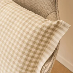 Coussin*alinea Coussin à carreaux en coton finition volant 30x50cm - Beige
