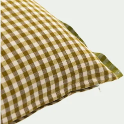 Coussin*alinea Coussin à carreaux en coton finition volant 30x50cm - Marron