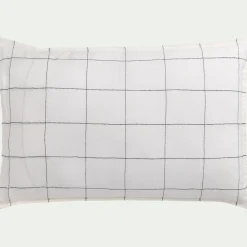 Coussin*alinea Coussin à carreaux en lin 40x60cm - Blanc