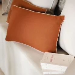 Coussin*alinea Coussin à passepoil bicolore en coton 30x50cm - brun rustrel Marron