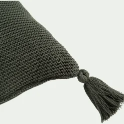 Coussin*alinea Coussin à pompons tricoté en coton 35x50cm - cèdre Vert
