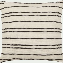 Coussin*alinea Coussin à rayures brodées en coton 45x45cm - noir et écru Blanc