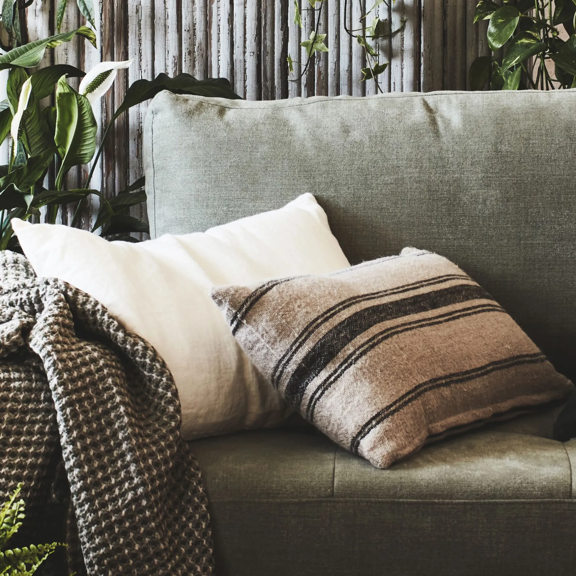 Coussin*alinea Coussin à rayures en lin 30x50cm - et noir Naturel