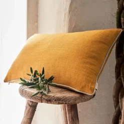 Coussin*alinea Coussin avec passepoil en lin et coton 30x50cm - argan Jaune