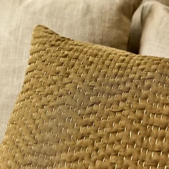 Coussin*alinea Coussin avec surpiqûres Kantha en lin et coton 40x60cm - mousse Vert