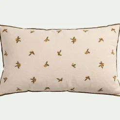 Coussin*alinea Coussin broderie florale en coton 30x50cm - Naturel