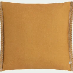 Coussin Exterieur*alinea Coussin de jardin brodé en tissu - Jaune argan