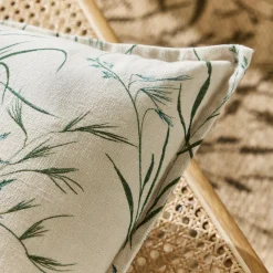 Coussin*alinea Coussin en coton à motif végétal finition surpiqure 45x45cm - beige