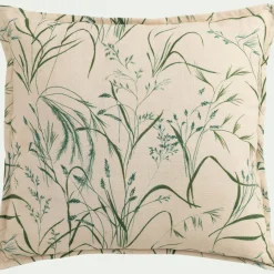 Coussin*alinea Coussin en coton à motif végétal finition surpiqure 45x45cm - beige