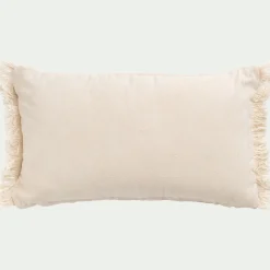 Coussin*alinea Coussin en coton et jute à rayures finition franges 30x50cm - Blanc