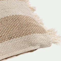 Coussin*alinea Coussin en coton et jute à rayures finition franges 30x50cm - Blanc