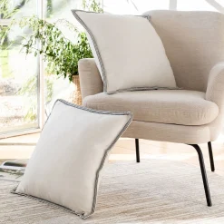 Coussin*alinea Coussin en coton finition galon 45x45cm - Blanc