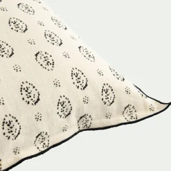 Coussin*alinea Coussin en coton motif amande finition point bourdon noir 45x45cm - vert Beige