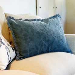 Coussin*alinea Coussin en coton motif feuille en tissage jacquard finition franges 40x60cm - eucalyptus Vert