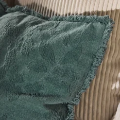 Coussin*alinea Coussin en coton motif feuille en tissage jacquard finition franges 40x60cm - eucalyptus Vert