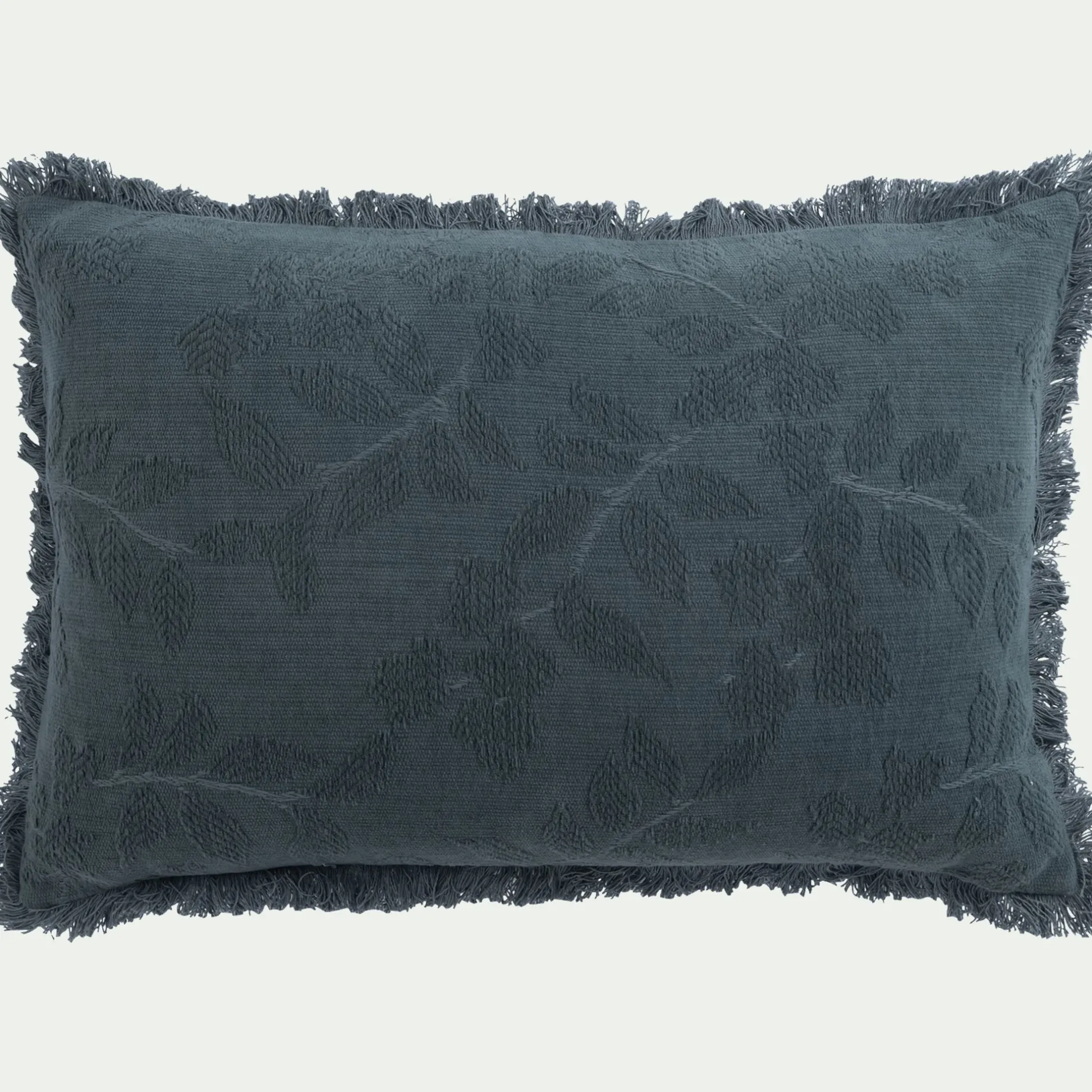 Coussin*alinea Coussin en coton motif feuille en tissage jacquard finition franges 40x60cm - eucalyptus Vert