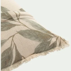 Coussin*alinea Coussin en coton motif végétal finition franges 40x60cm - Vert