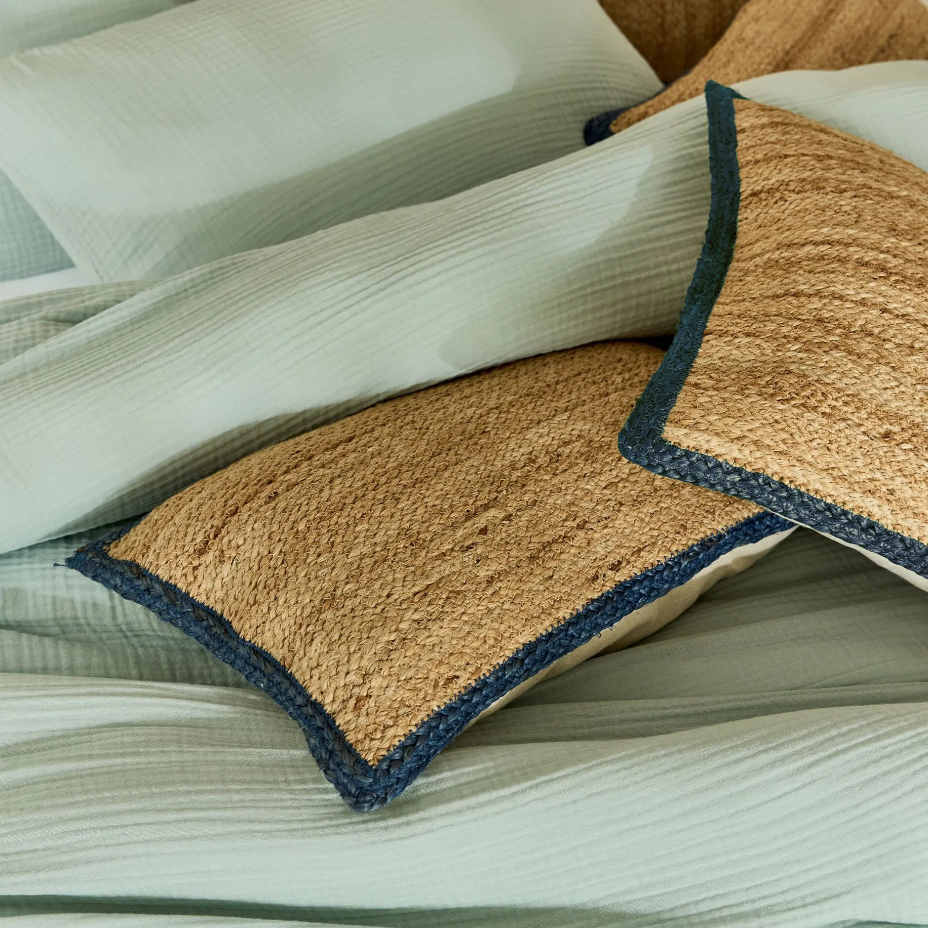 Coussin*alinea coussin en jute avec finition liseré 35x50cm - Naturel