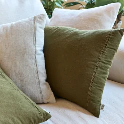 Coussin*alinea Coussin en lin et coton finition liseré 45x45cm - mousse Vert