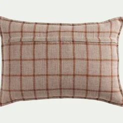 Coussin*alinea Coussin en lin lavé à carreaux 40x60cm - brun écorce Marron