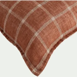 Coussin*alinea Coussin en lin lavé à carreaux 40x60cm - brun écorce Marron