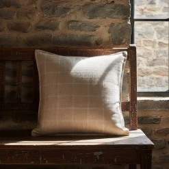 Coussin*alinea Coussin en lin lavé à carreaux 45x45cm - Beige