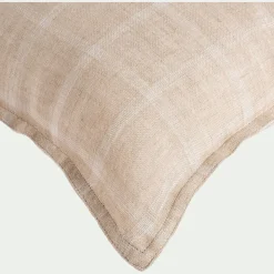 Coussin*alinea Coussin en lin lavé à carreaux 45x45cm - Beige