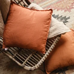 Coussin*alinea Coussin en lin lavé 45x45cm - brun rustrel Marron