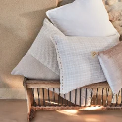 Coussin*alinea Coussin finition croquet en lin et coton 45x45cm - Blanc