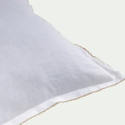 Coussin*alinea Coussin finition croquet en lin et coton 45x45cm - Blanc