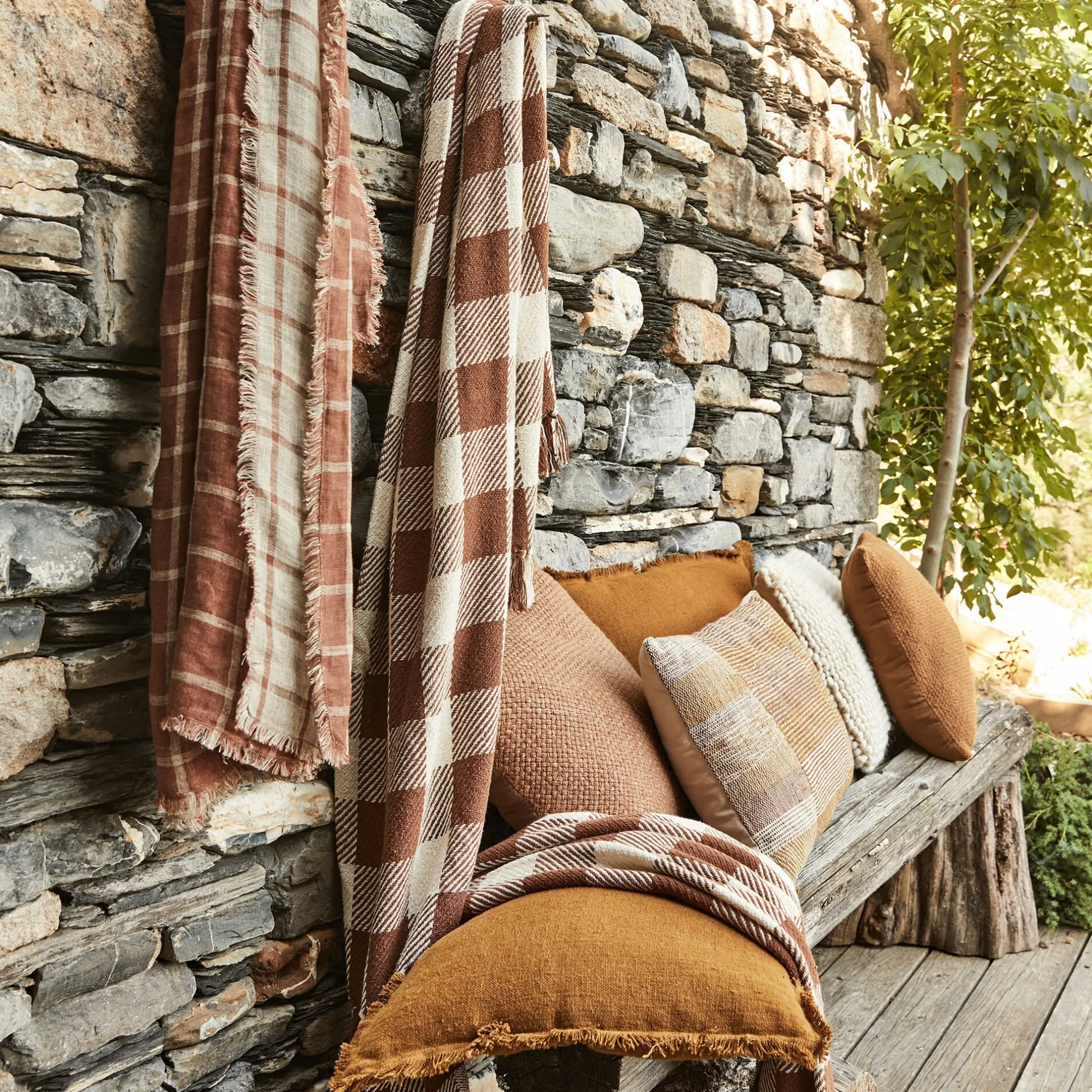 Coussin*alinea Coussin frangé en lin 45x45cm - brun alep Marron