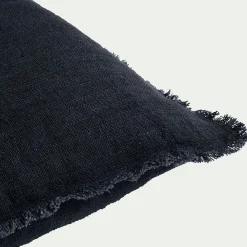 Coussin*alinea Coussin frangé en lin 50x70cm - Bleu