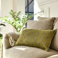 Coussin*alinea Coussin motif dépareillé en lin et coton 30x50cm - Vert