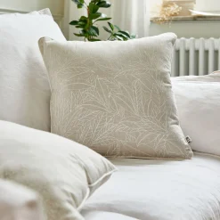 Coussin*alinea Coussin motif Laurier en lin et coton 45x45cm - Blanc