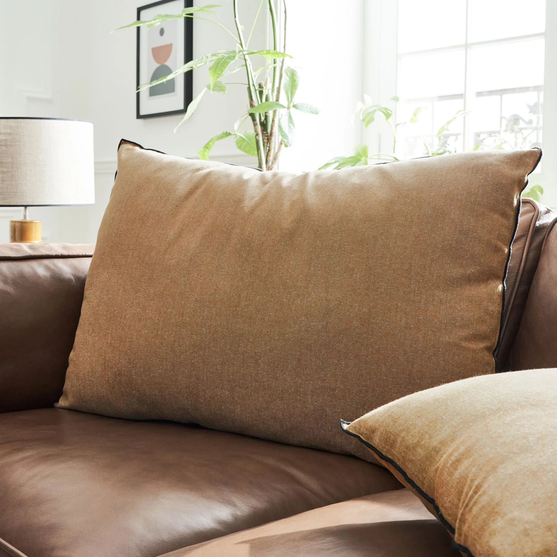 Coussin*alinea Coussin points bourdon en coton - brun alep 50x70cm Marron