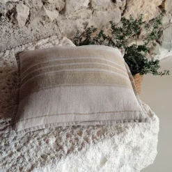 Coussin*alinea Coussin rayé en lin 45x45cm - Jaune