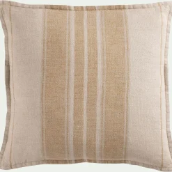Coussin*alinea Coussin rayé en lin 45x45cm - Jaune